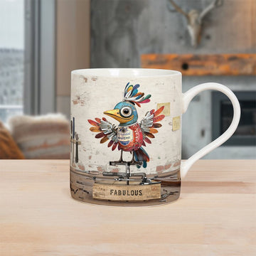 Ceramic Mug Scrap Bird Art Design 350ml Coffee Cup