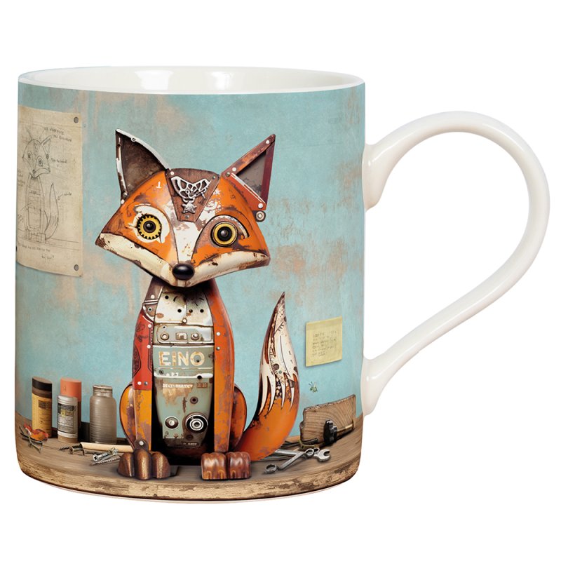 Ceramic Mug Scrap Fox Art Design 350ml Coffee Cup