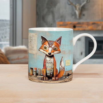 Ceramic Mug Scrap Fox Art Design 350ml Coffee Cup