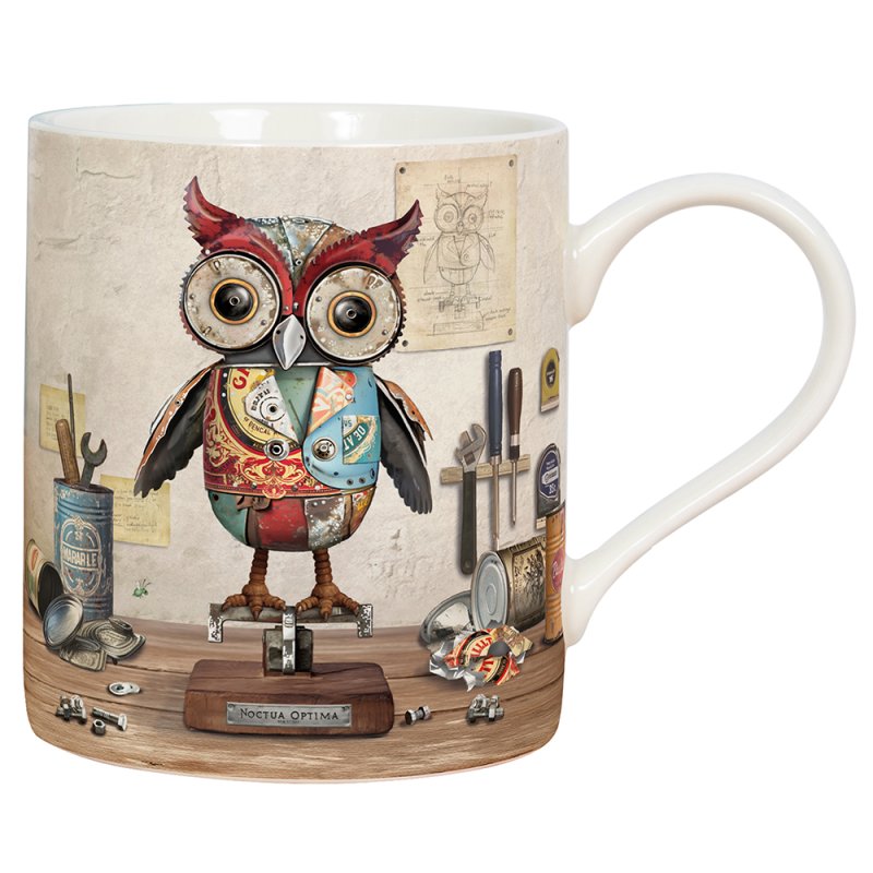 Ceramic Mug Scrap Owl Art Design 350ml Coffee Cup