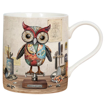 Ceramic Mug Scrap Owl Art Design 350ml Coffee Cup