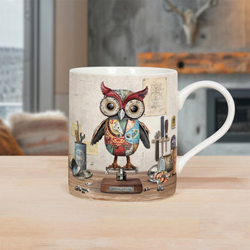 Ceramic Mug Scrap Owl Art Design 350ml Coffee Cup