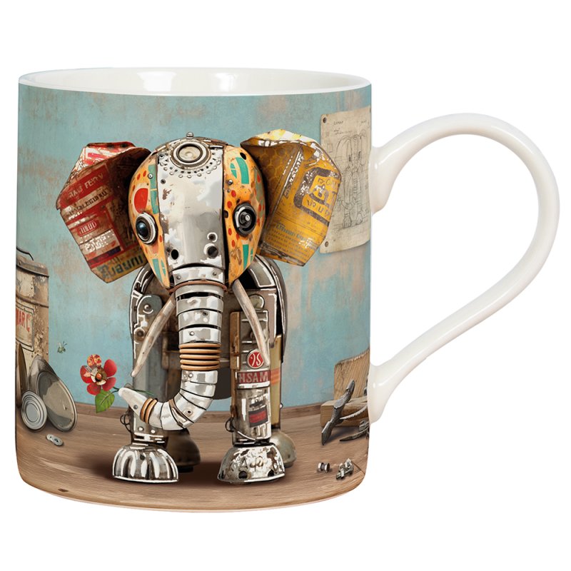 Ceramic Mug Scrap Elephant Art Design 350ml Coffee Cup