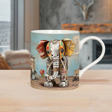 Ceramic Mug Scrap Elephant Art Design 350ml Coffee Cup
