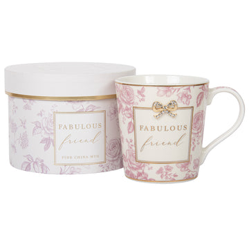 2Pcs Ceramic Fabulous Friend Fine China Pink Mug