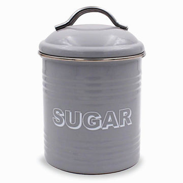 Retro Grey Kitchen Sugar Jar with Lid
