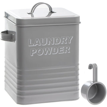Grey Laundry Powder Storage Tin