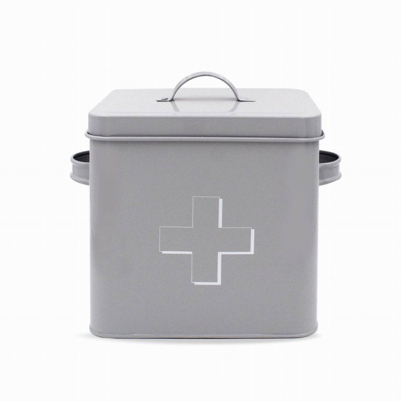 Grey First Aid Box Storage Tin