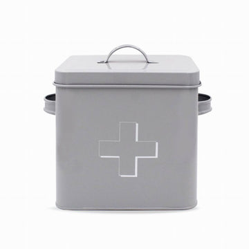 2Pcs Grey Metal First Aid Box With Airtight Lid