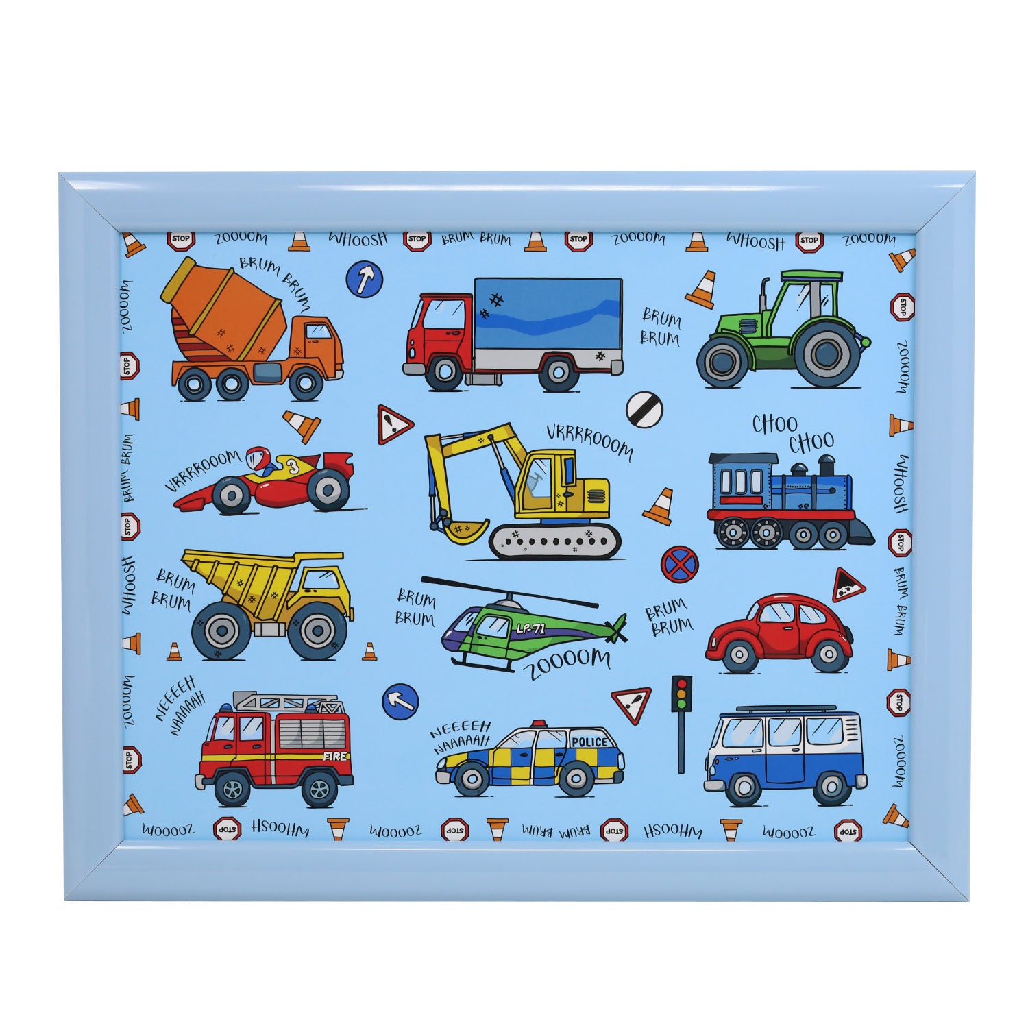 Blue Laptray for Kids - Vehicles