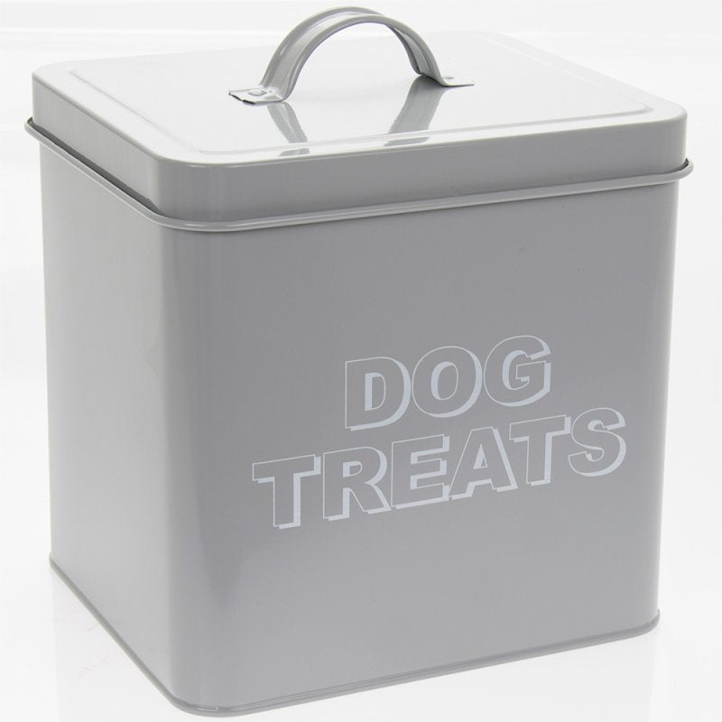 Grey Dog Food Treats Storage Tin