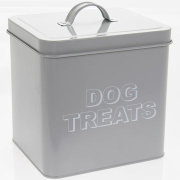 Grey Dog Food Treats Storage Tin