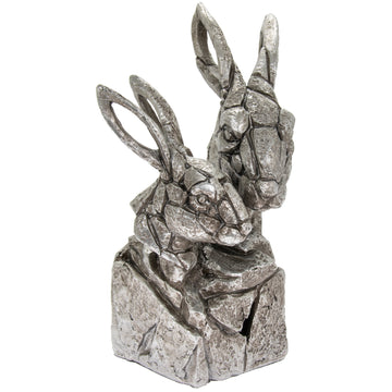 Silver Natural World Hare Bust  Figurine