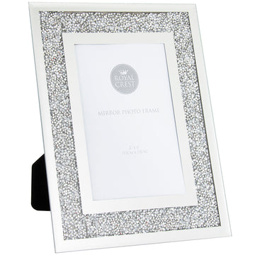 Mirrored Crystal 4x6 Inches Photo Picture Frame Silver