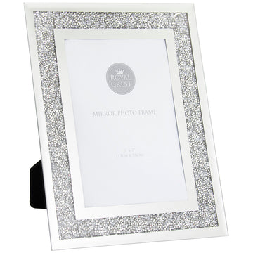 5x7 Inch Royal Crest Mirrored Crystal Picture Frame -  Silver