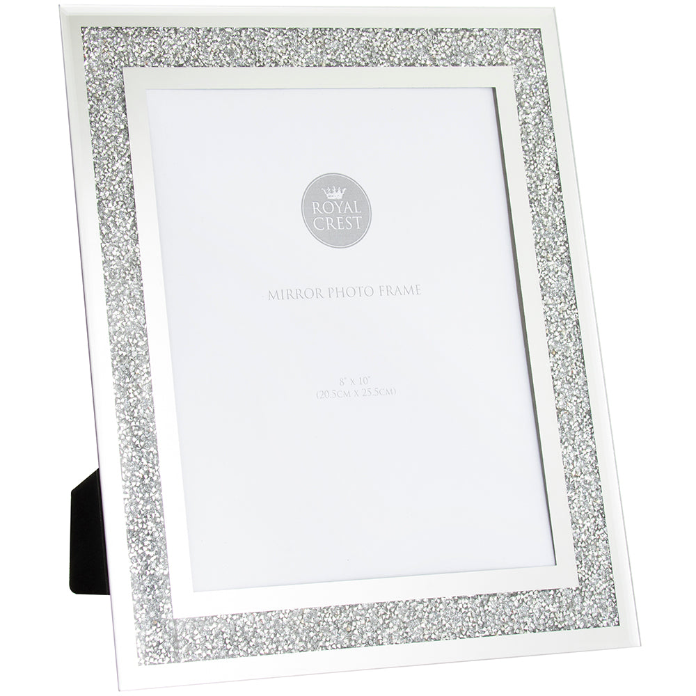 Mirrored Crystal 8x10 Inches Photo Picture Frame Silver