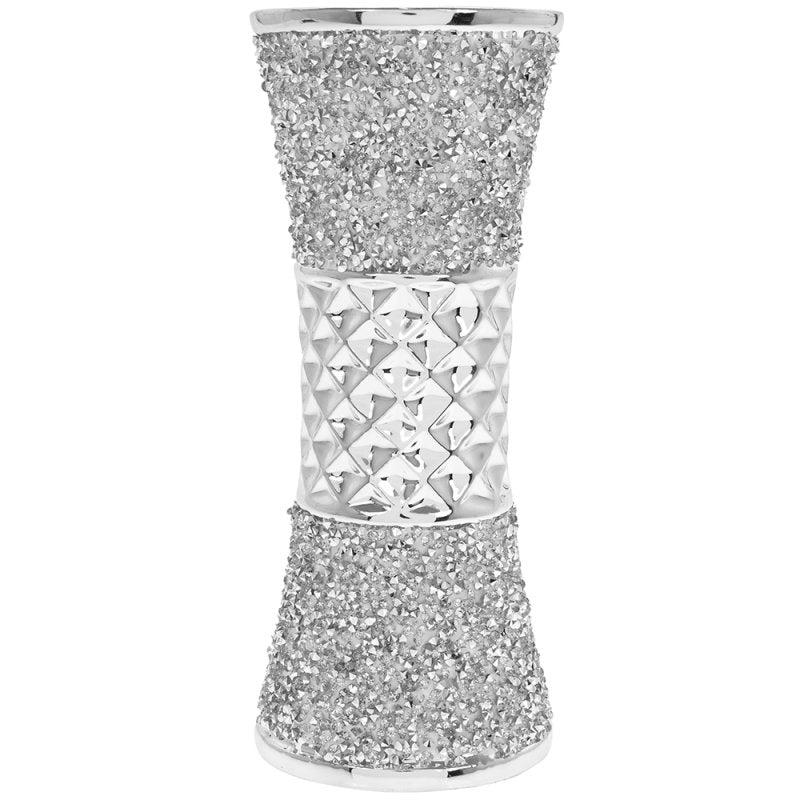 Silver Sparkle Resin Decorative Diamante Vase