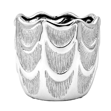 Silver Art Angel Wing Texture Pattern Flower Planter Pot