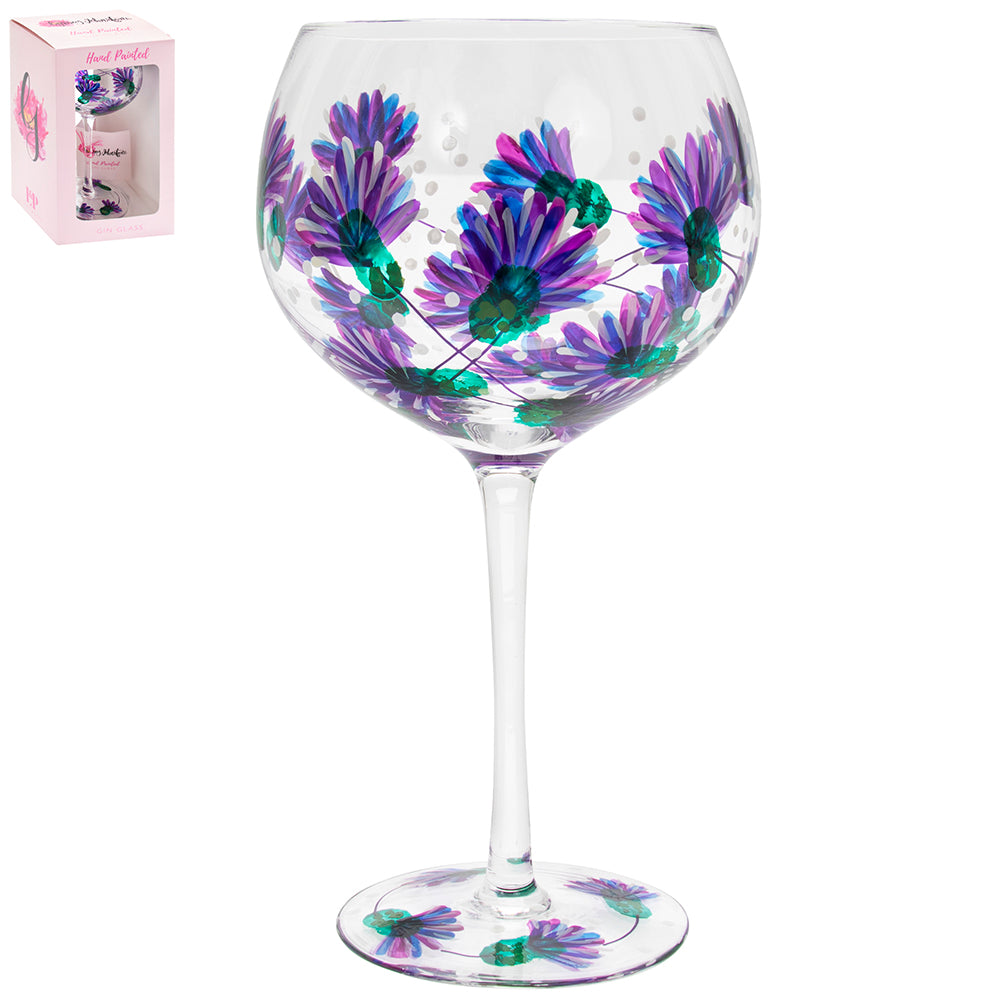 Cocktail Gin Glass Lynsey Johnstone Hand Painted Purple Thistle