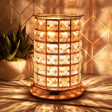 Desire Aroma Wax Melt Burner Touch Lamp Rose Gold Crystals