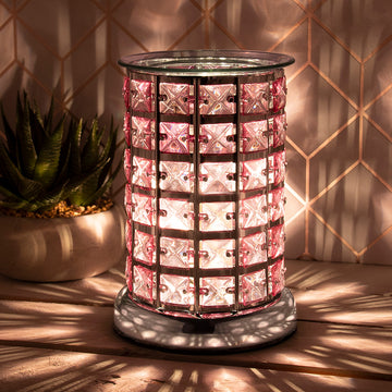 Desire Aroma Wax Melt Burner Crystal Lamp - Silver Pink