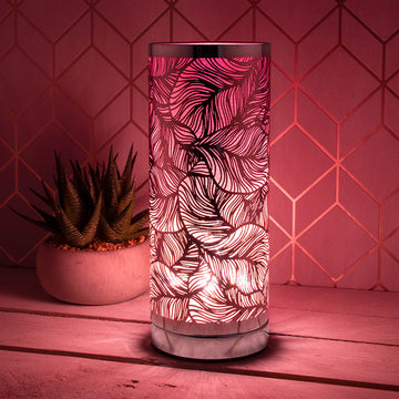 Desire Aroma Leaf Wax Melt Burner LED Lamp Silver Pink