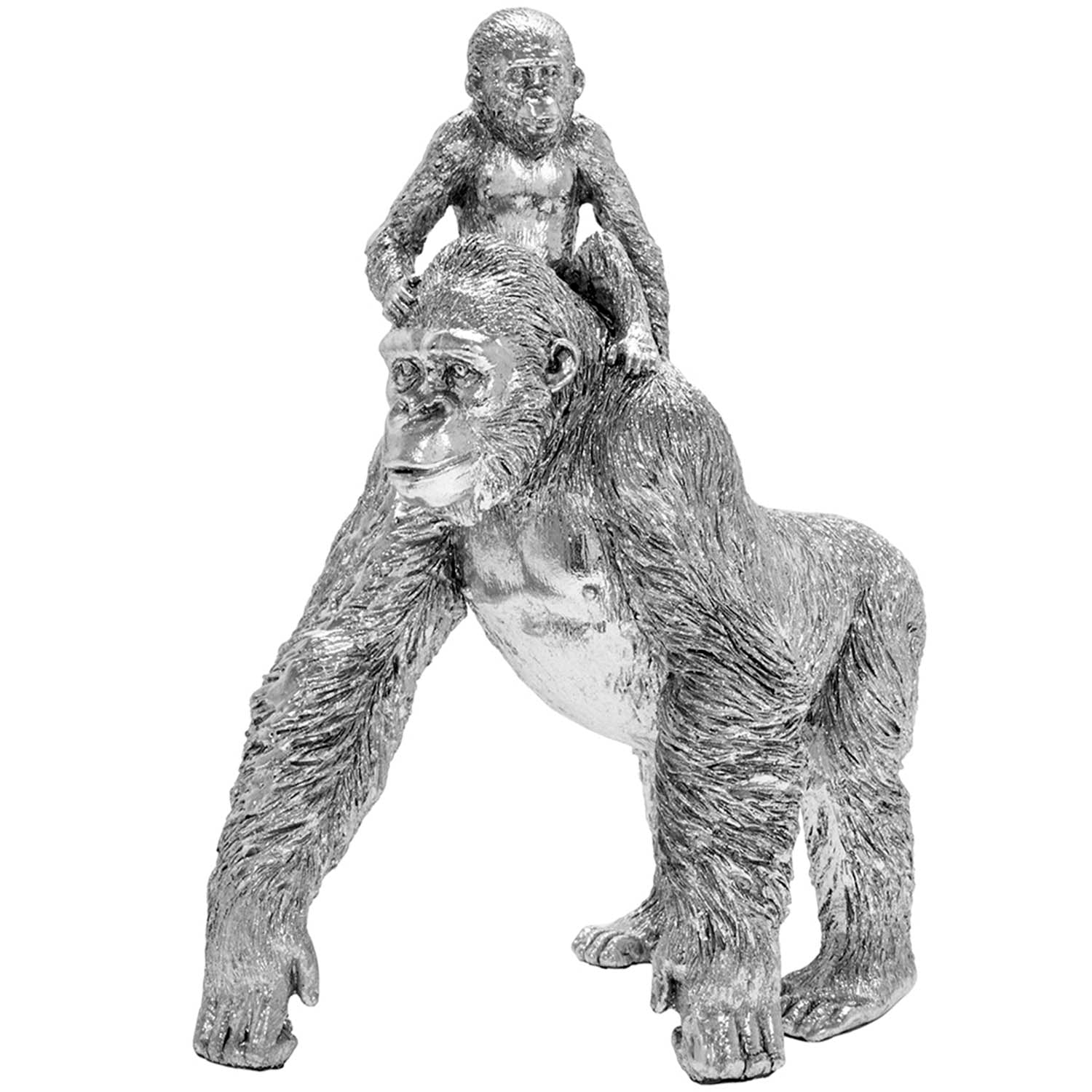 Silver Art Gorilla Baby on Top Figurine