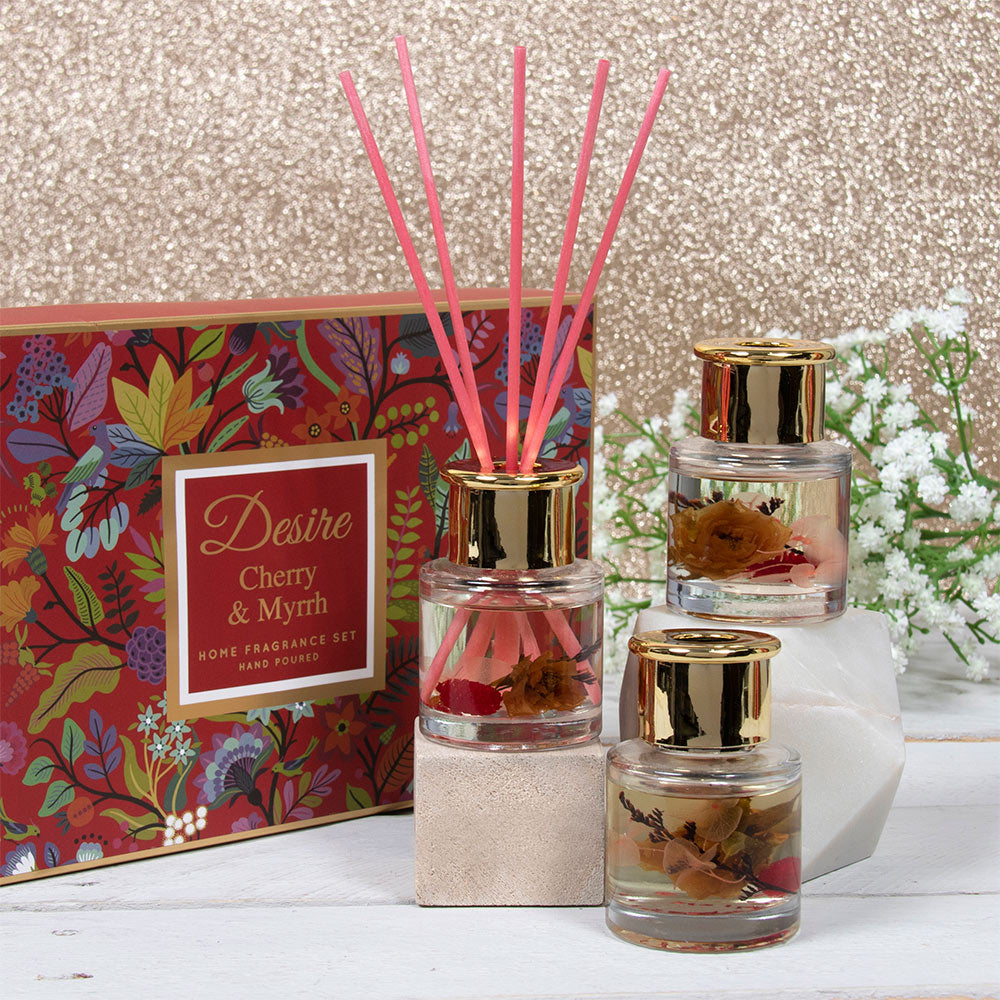 Set of 3 Cherry Myrrh Floral Fragranced Room Diffuser