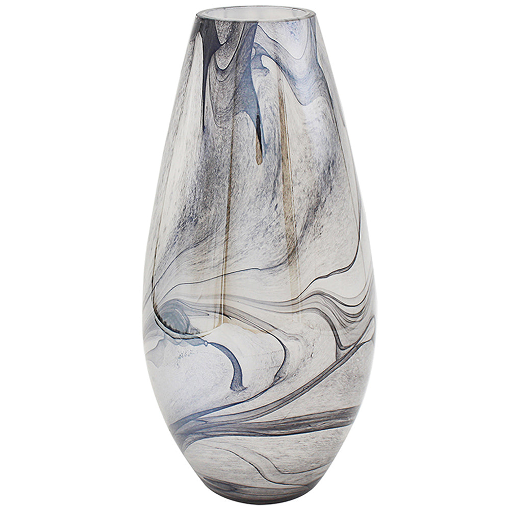 32cm Vincenza Glass Swirled Marble Vase