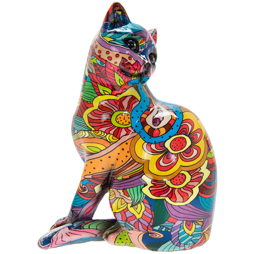 Groovy Art Sitting Cat Glossy Bright Animal Figure Ornament