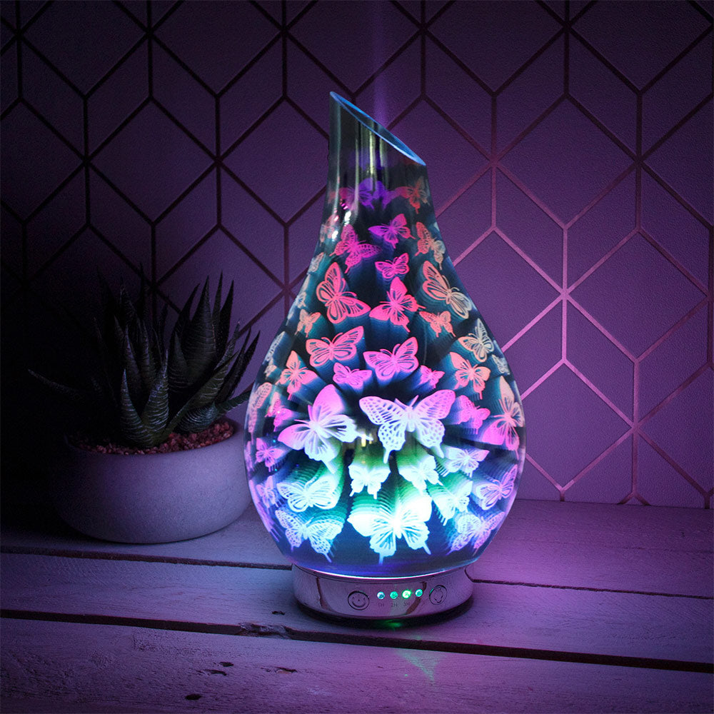 Butterflies Mist Humidifier 3D Prism Light Effect