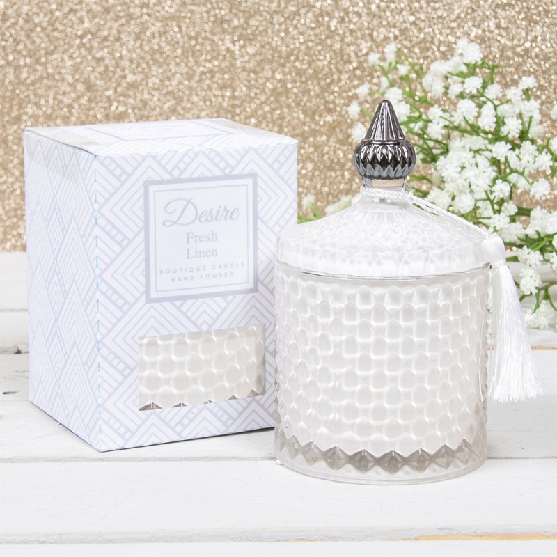 White Soy Candle Jar Fresh Linen Fragrance Home Decoration