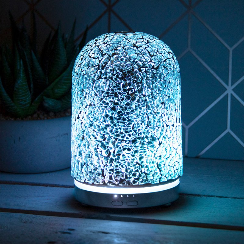 Desire Aroma Humidifier Silver Mosaic Crackled Design