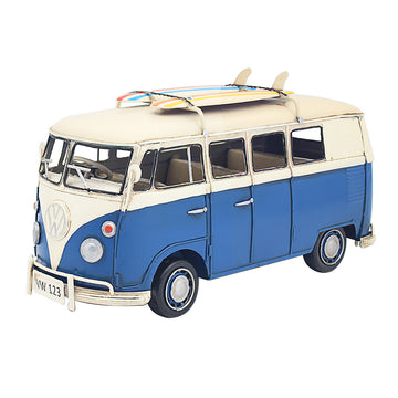 Vintage Blue Mini Campervan Toy Bus Collectible
