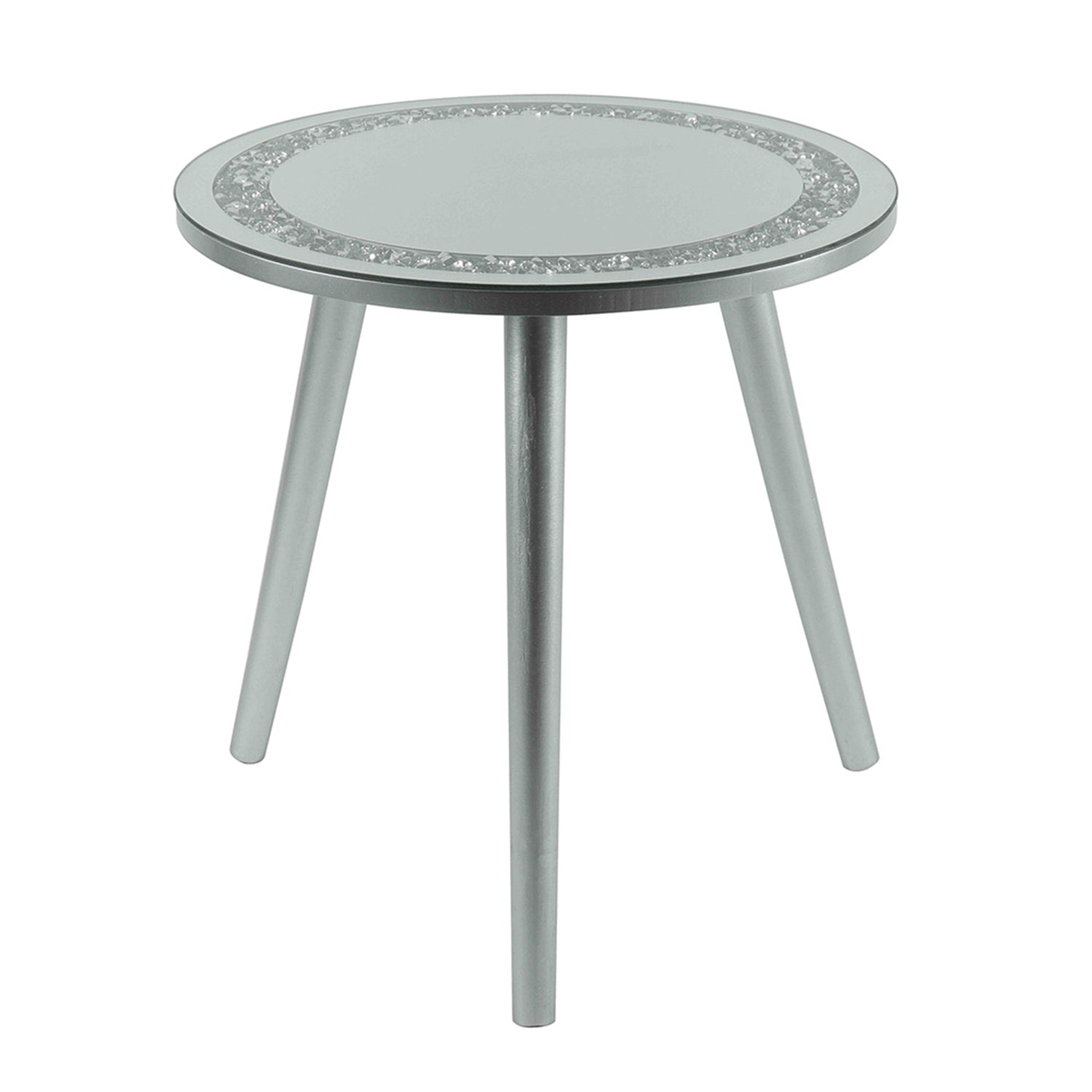 Mirrored Glass MultiCrystal Round Side Table 38x38x40cm