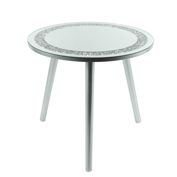 Mirrored Glass MultiCrystal Round Side Table 48x48x45cm