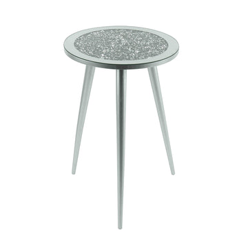 Mirrored Glass MultiCrystal Round Side Table 33x33x50cm