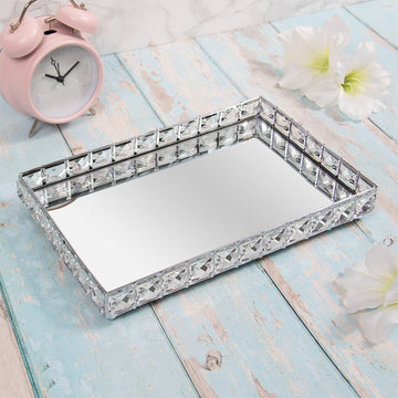 Silver Crystal Decorative Candle Jewellery Ornament Tray