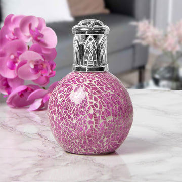 Desire Aroma Pink Mosaic Crackled Glass Fragrance Oil Lamp