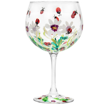 Lynsey Johnstone Hand Painted Cocktail Gin Glass Ladybirds