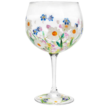 Hand Painted Dainty Daisies Gin Glass