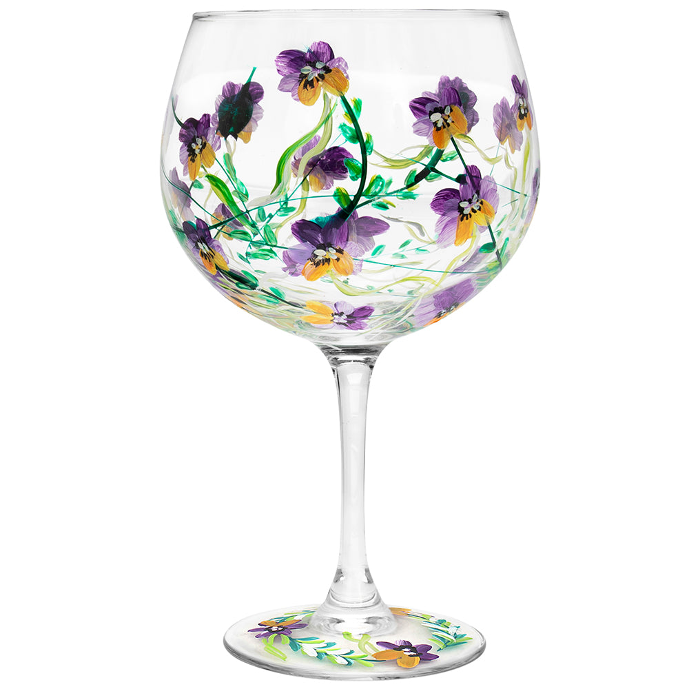 Cocktail Gin Glass Lynsey Johnstone Hand Painted Pansies