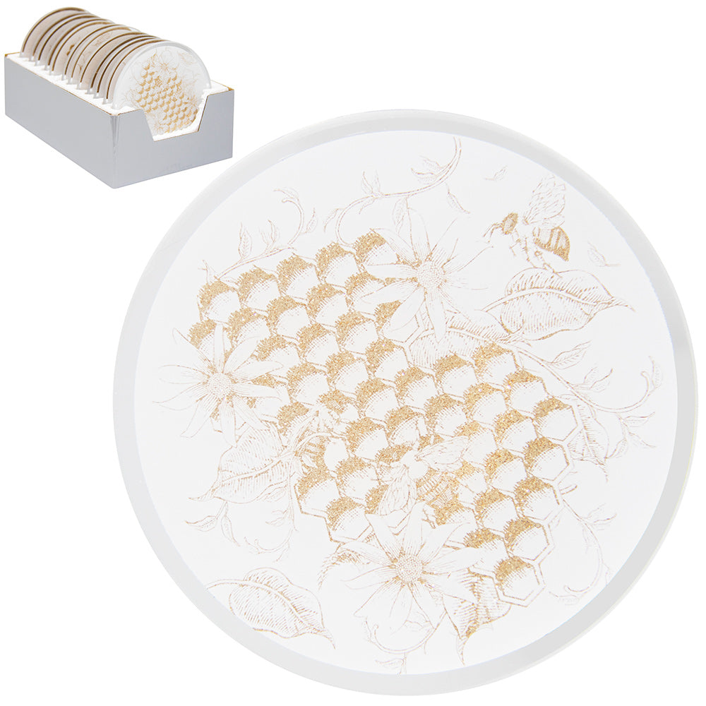 10cm Wide Round Honeycomb Mirror Glass Candle Plate