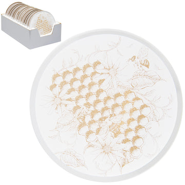 10cm Wide Round Honeycomb Mirror Glass Candle Plate