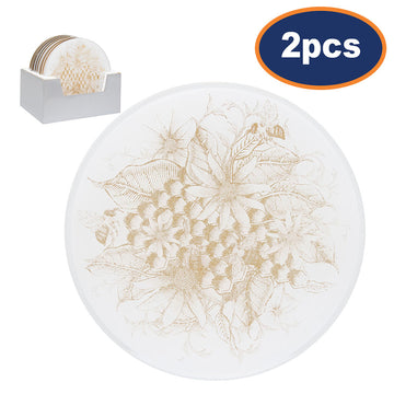 Set of 2 20cm Honeycomb Glass Candle Plate