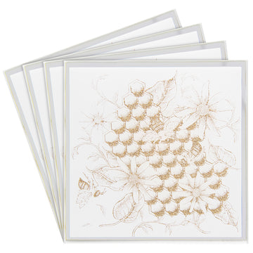 4pcs Honeycomb Mirrored Glass Glitter Gold Bees Coasters