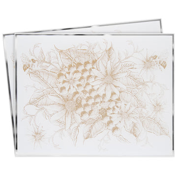 2pcs Honeycomb Mirrored Glass Glitter Gold Bees Placemats