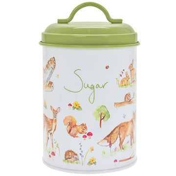 Green Sugar Canister Woodland Wildlife Animals Container