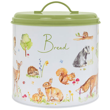 Green Bread Bin Canister Woodland Wildlife Animals Container