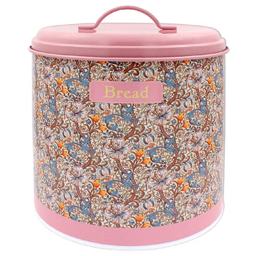 Pink Bread Bin Canister Golden Lily Floral Flowers Container